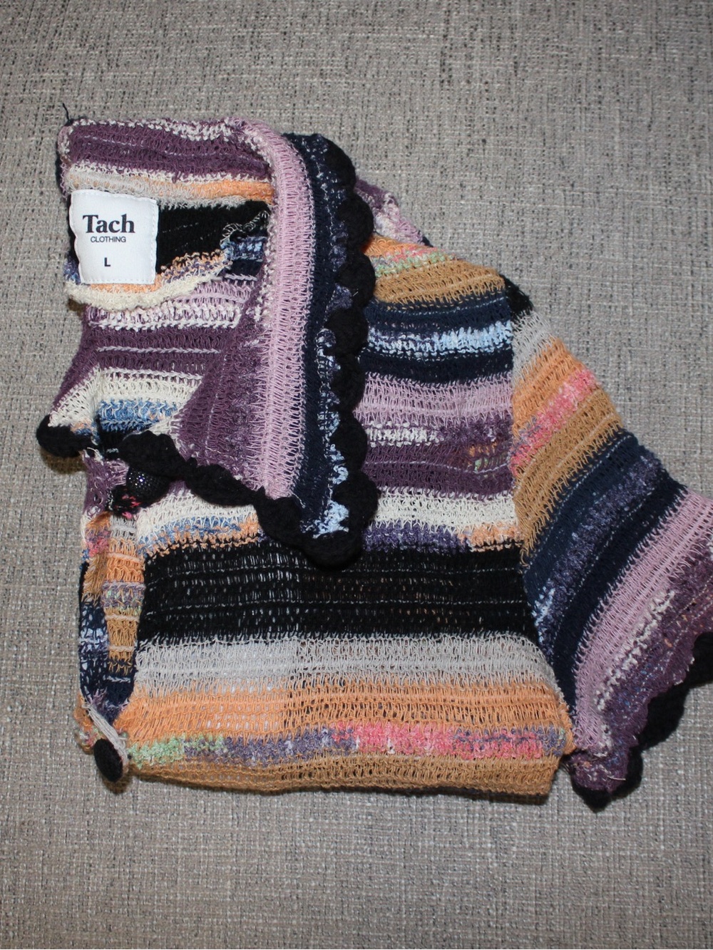 Tach Multicolor Striped Knit Sweater - Purple Accent